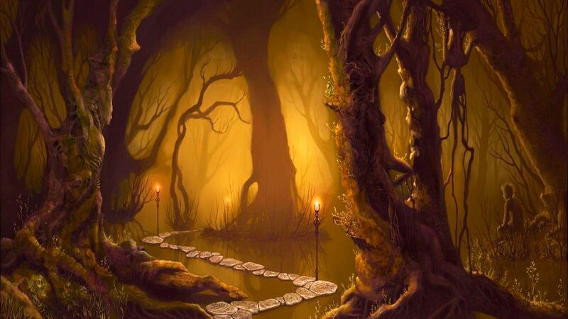 Person in Forest Clearing — Yellow