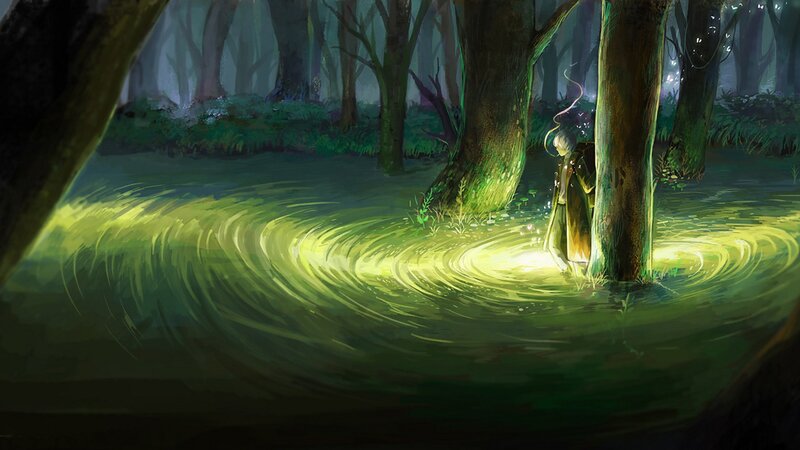 Person in Forest — Green, Mysterious
