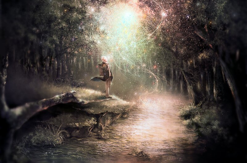Person in Forest — Green, Mystical