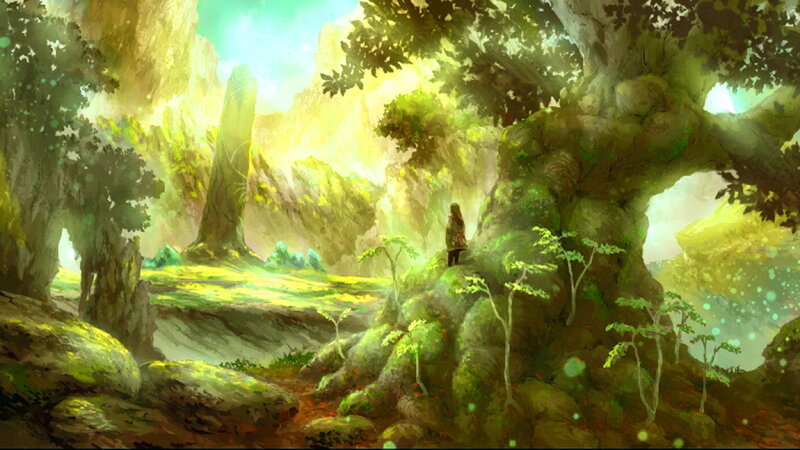 Person in Forest — Green, Serene, Morning, Digital Art