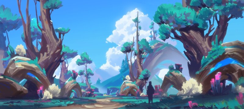 Person in Forest Landscape — Blue
