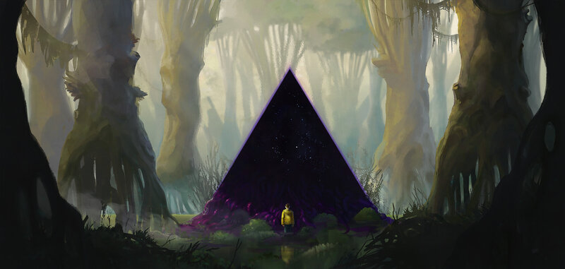 Person in Forest — Purple, Mysterious