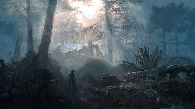 Person in Forest Ruins