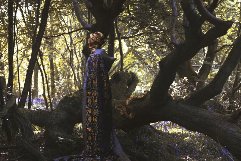 Person in Forest with Snake
