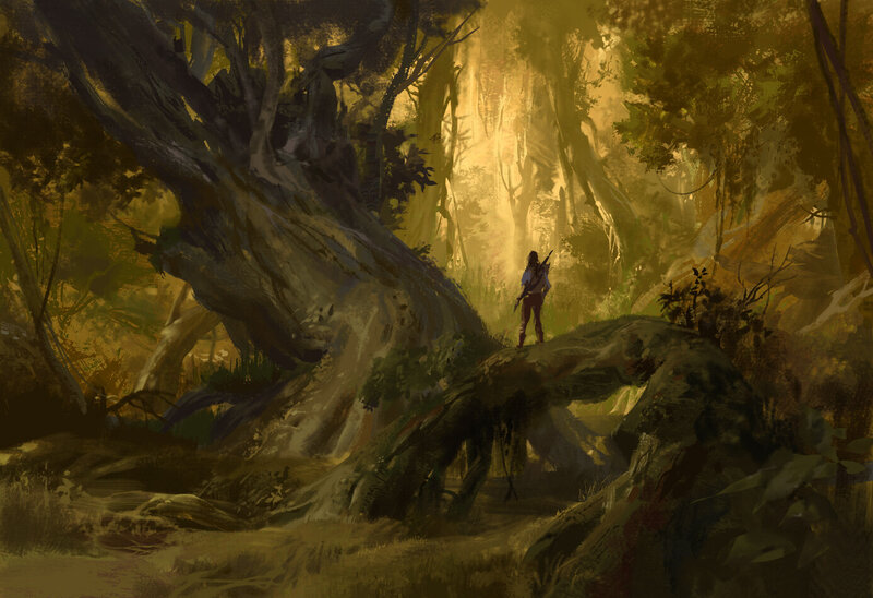 Person in Forest — Yellow