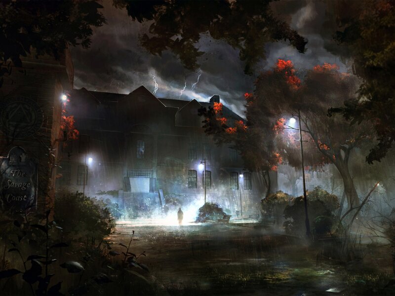 Person in Front of Building — Dark