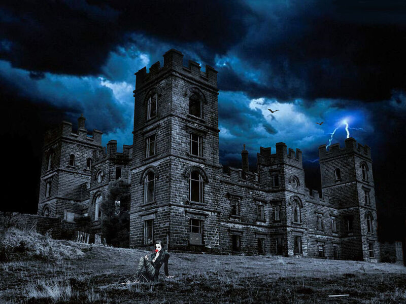 Person in Front of Castle — Blue