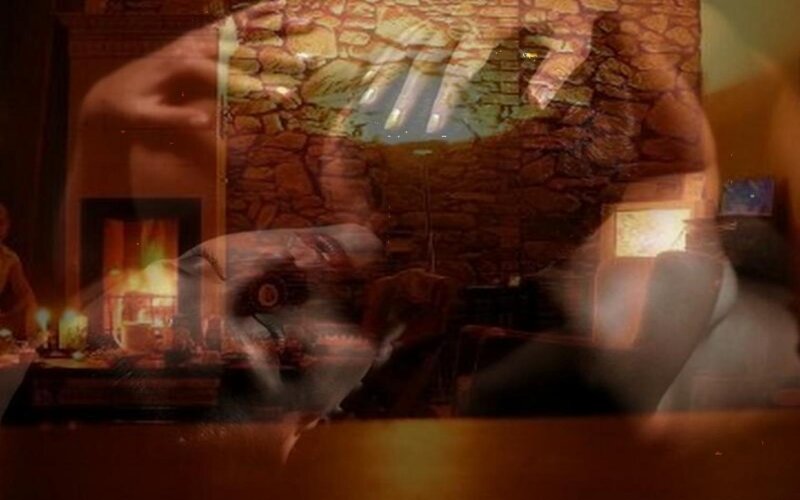 Person in Front of Fireplace