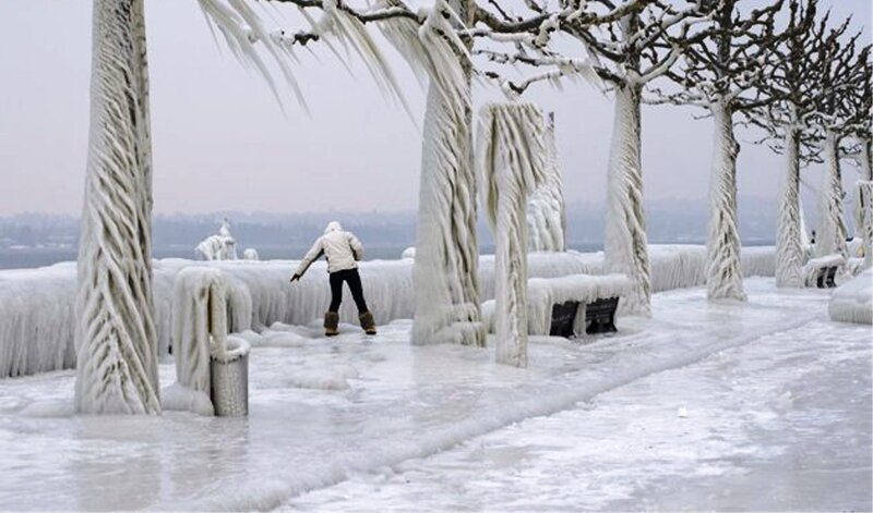Person in Frozen Park
