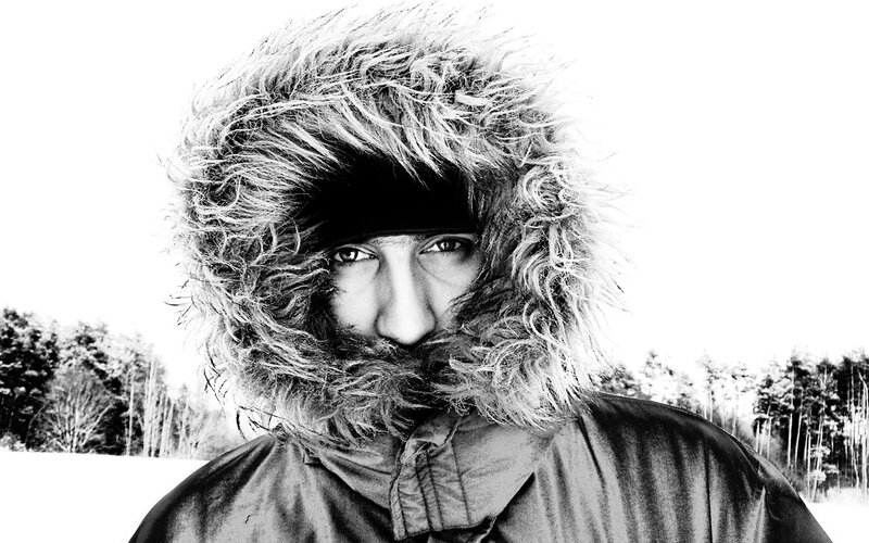 person in fur-hooded coat