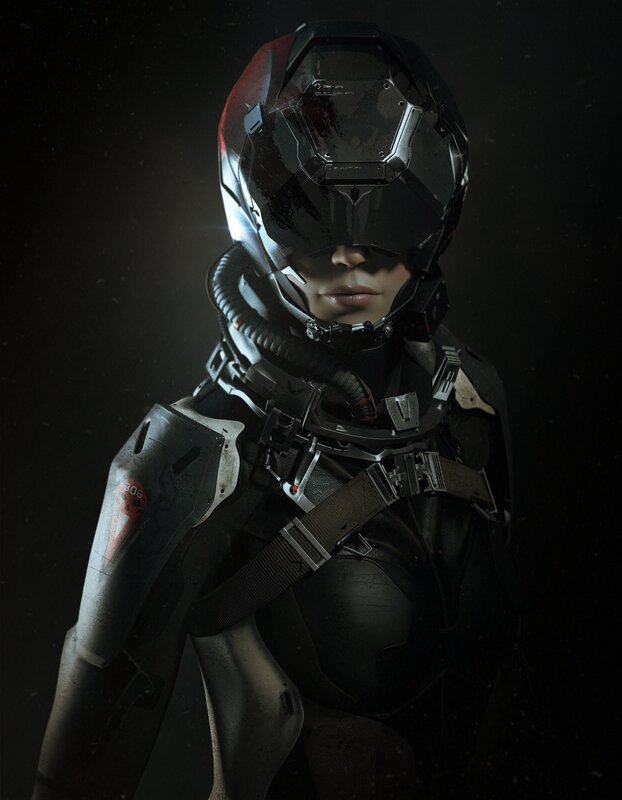Person in Futuristic Armor — Black