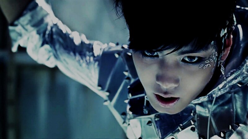 person in futuristic armor