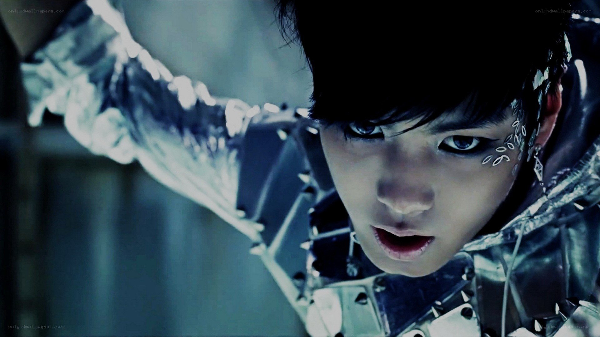 person in futuristic armor