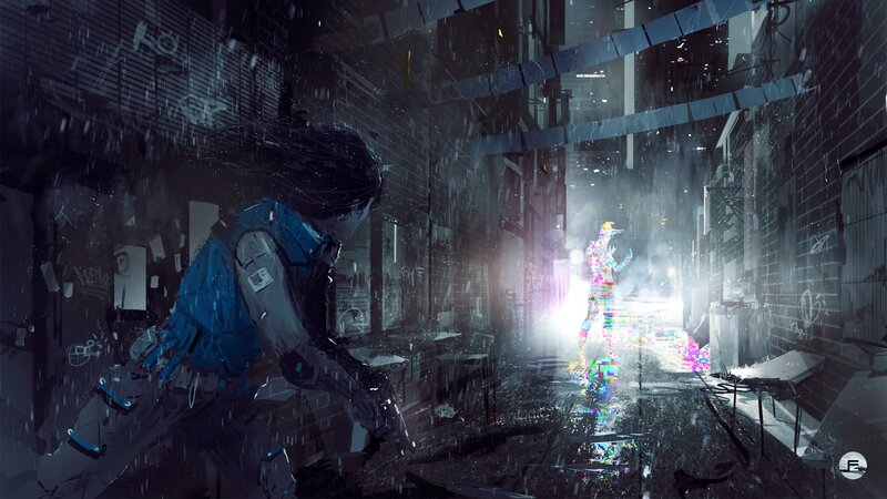Person in Futuristic Gear — Blue