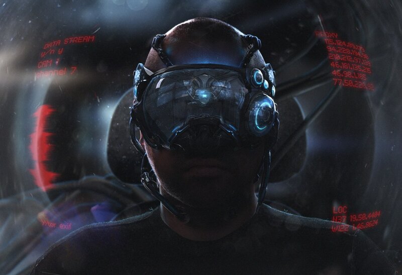 Person in Futuristic Goggles