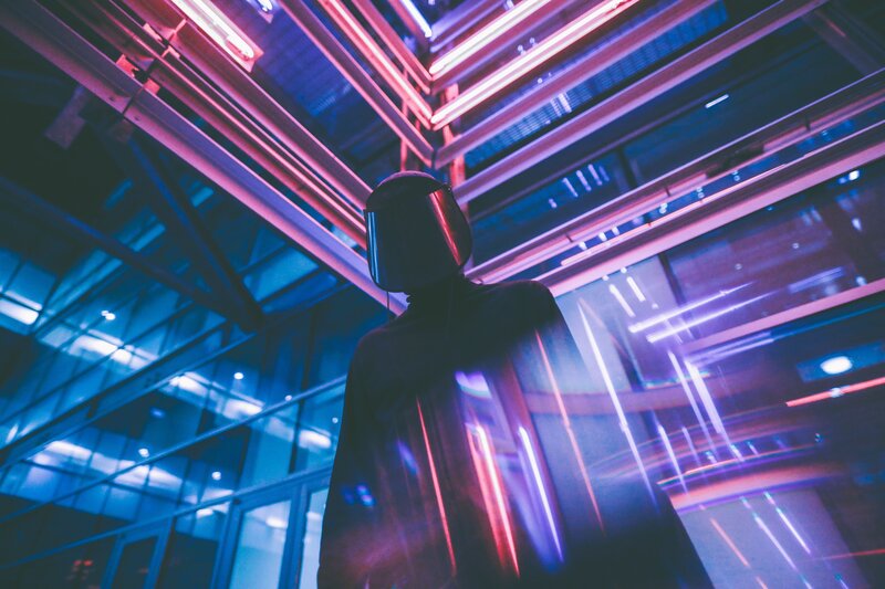 person in futuristic helmet