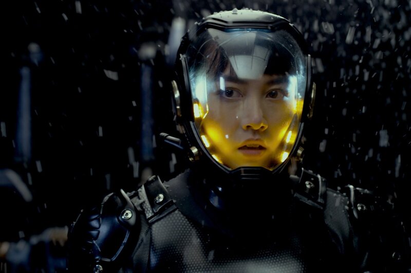 person in futuristic helmet