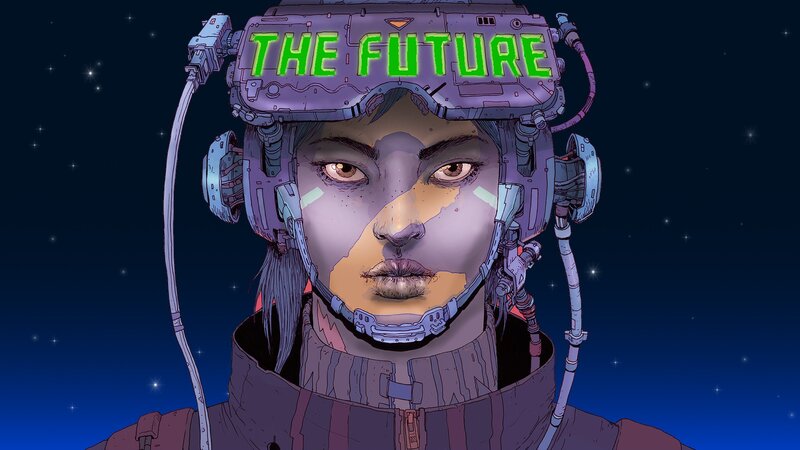 Person in Futuristic Helmet — Purple