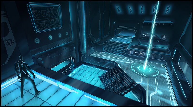 Person in Futuristic Suit — Blue, Dramatic, Digital Art, Futuristic Room