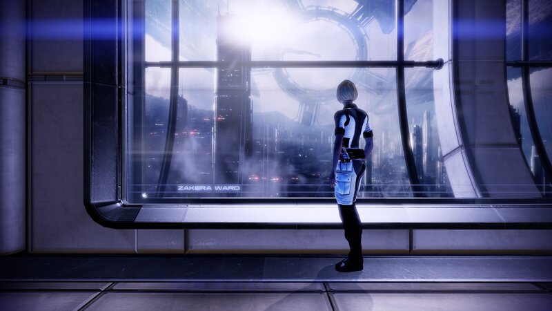 Person in Futuristic Suit — Blue, Dramatic, Night