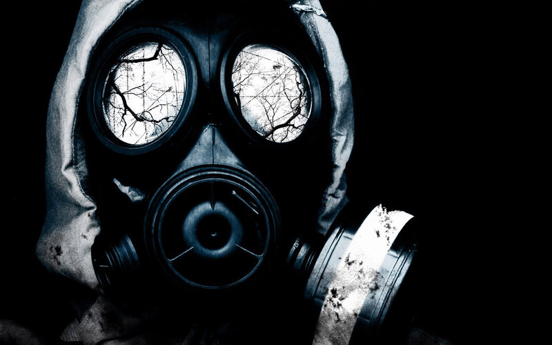 person in gas mask