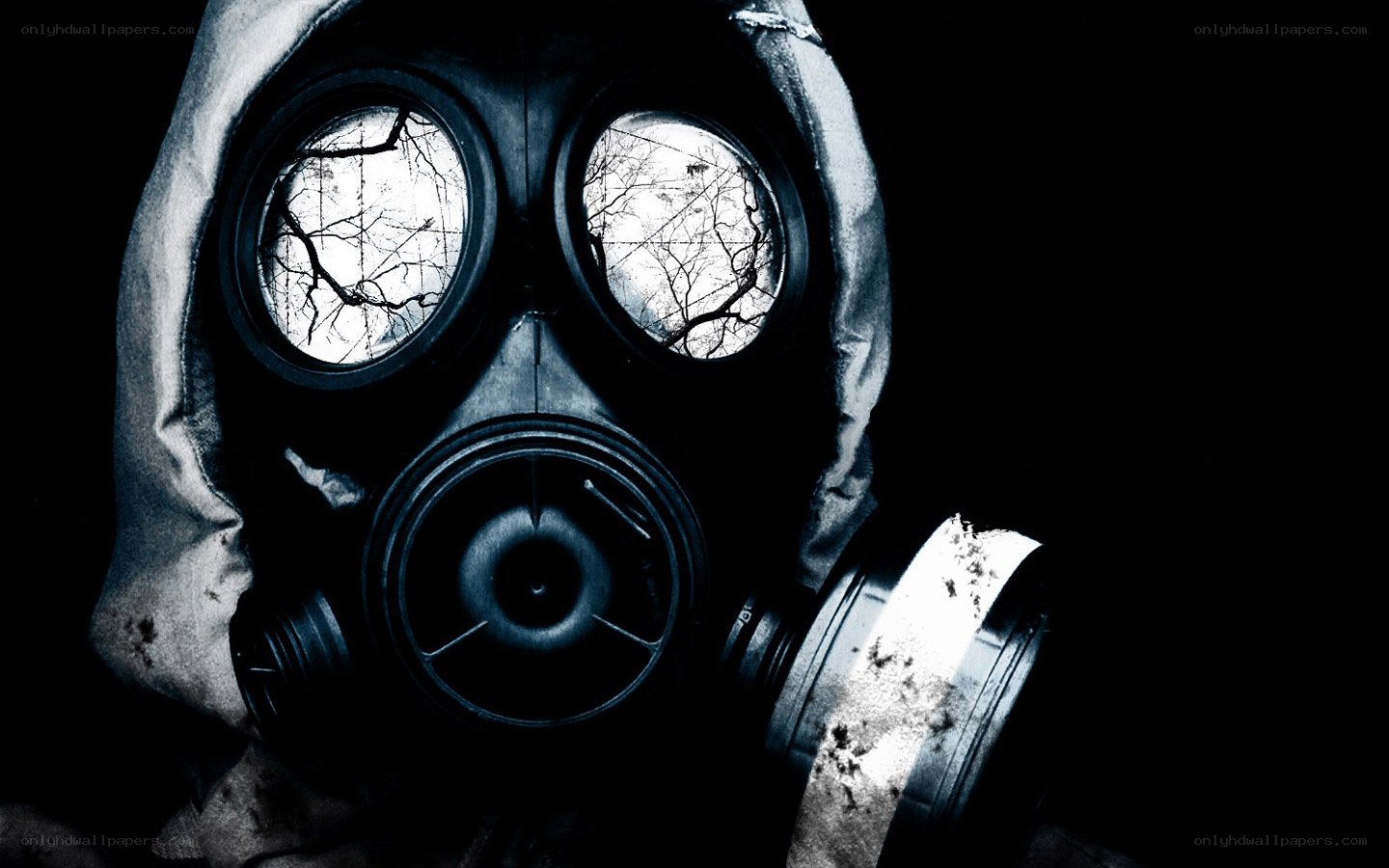person in gas mask