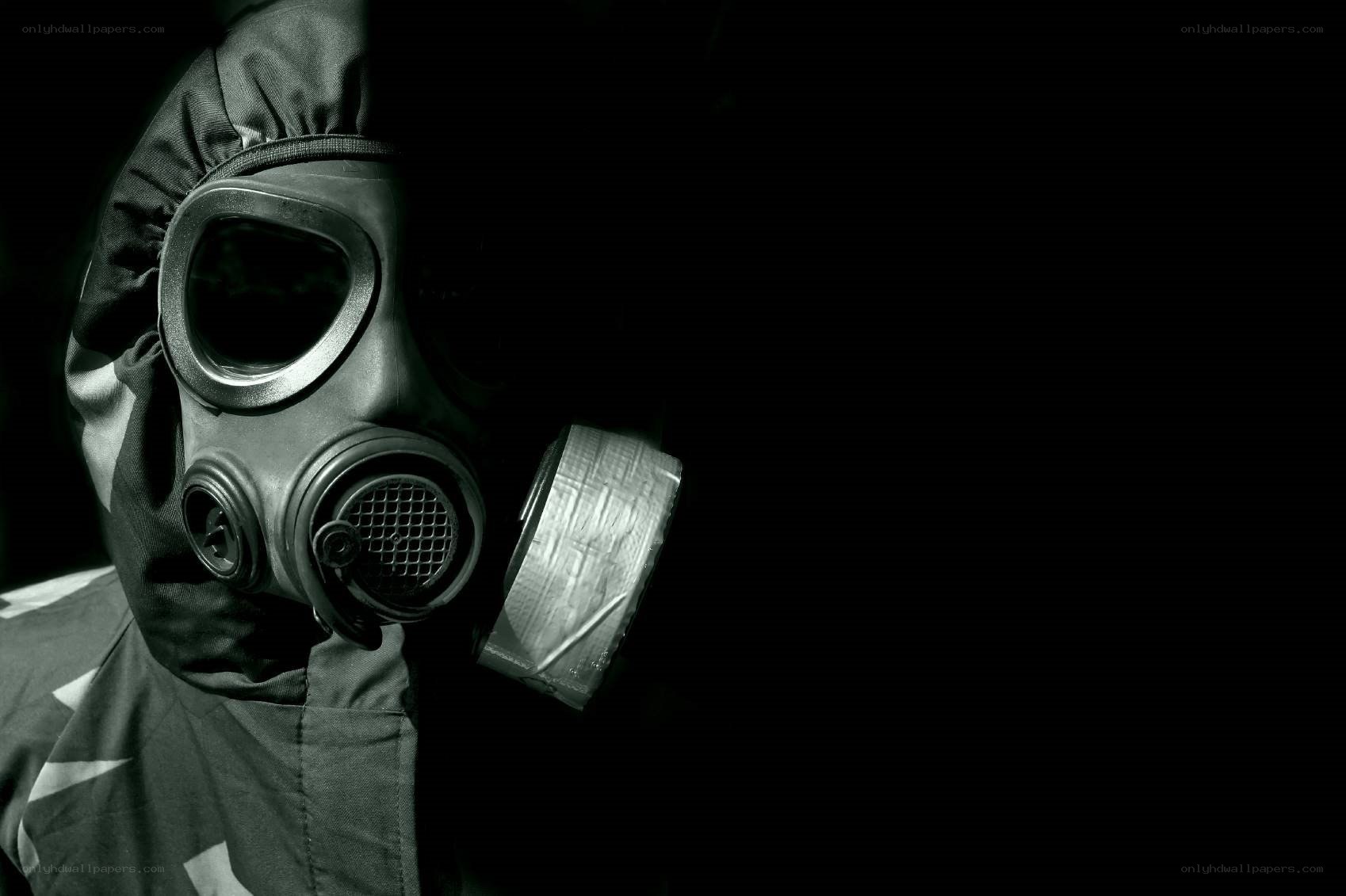person in gas mask