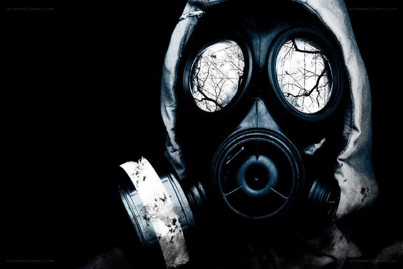 person in gas mask