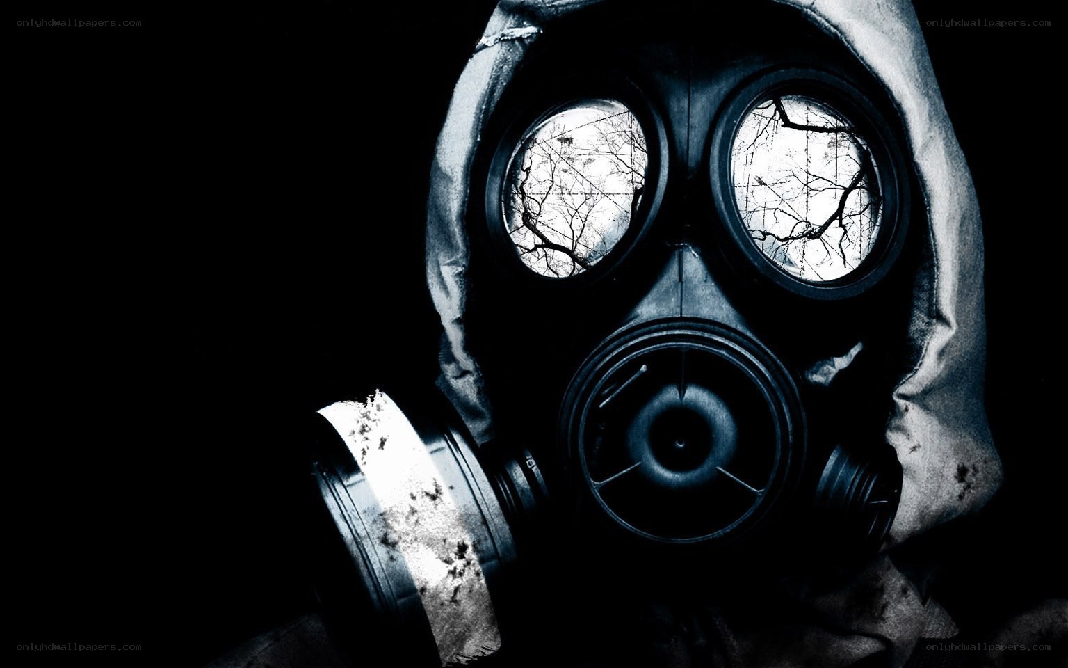 person in gas mask