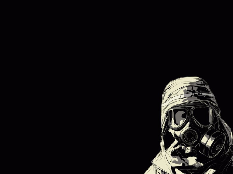 person in gas mask