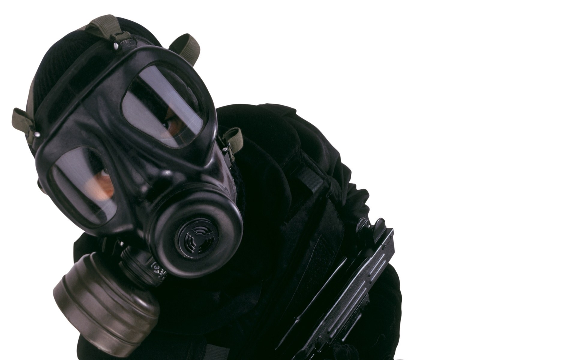 person in gas mask