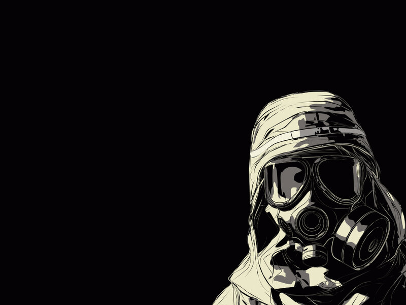 person in gas mask