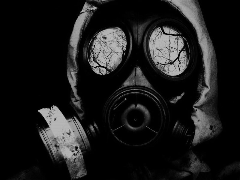 person in gas mask