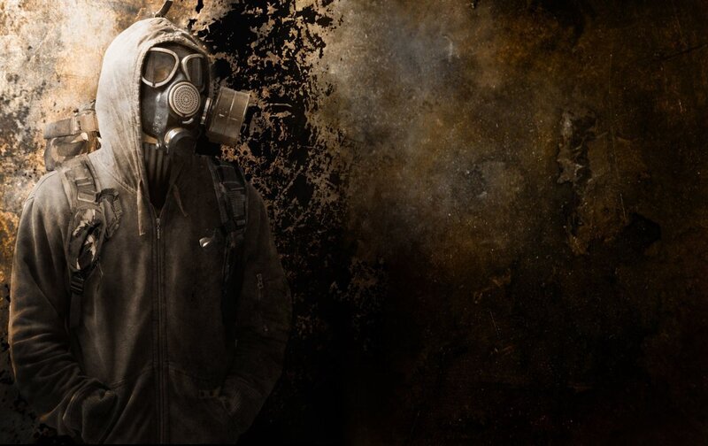 person in gas mask