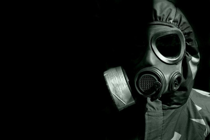 person in gas mask