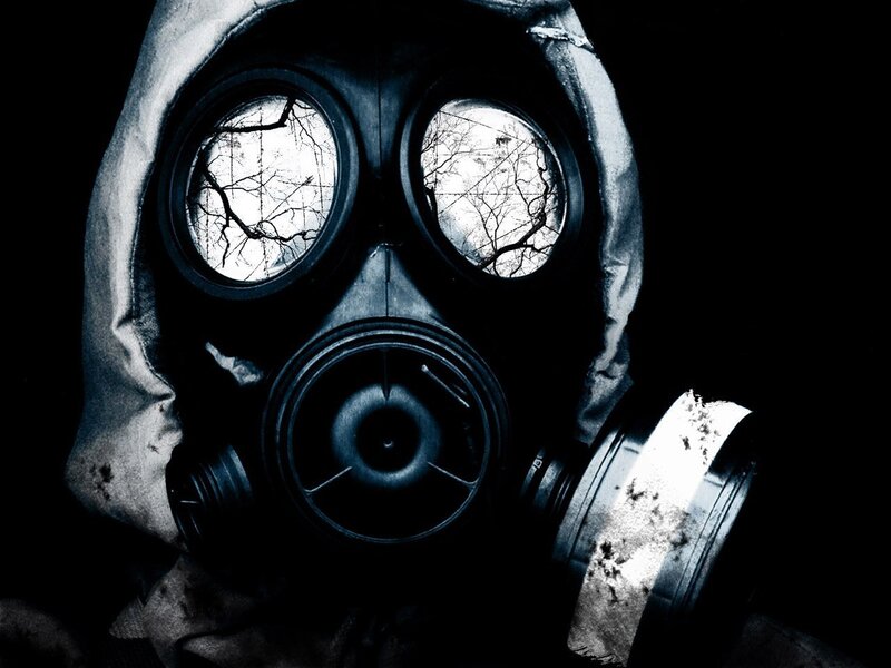 person in gas mask