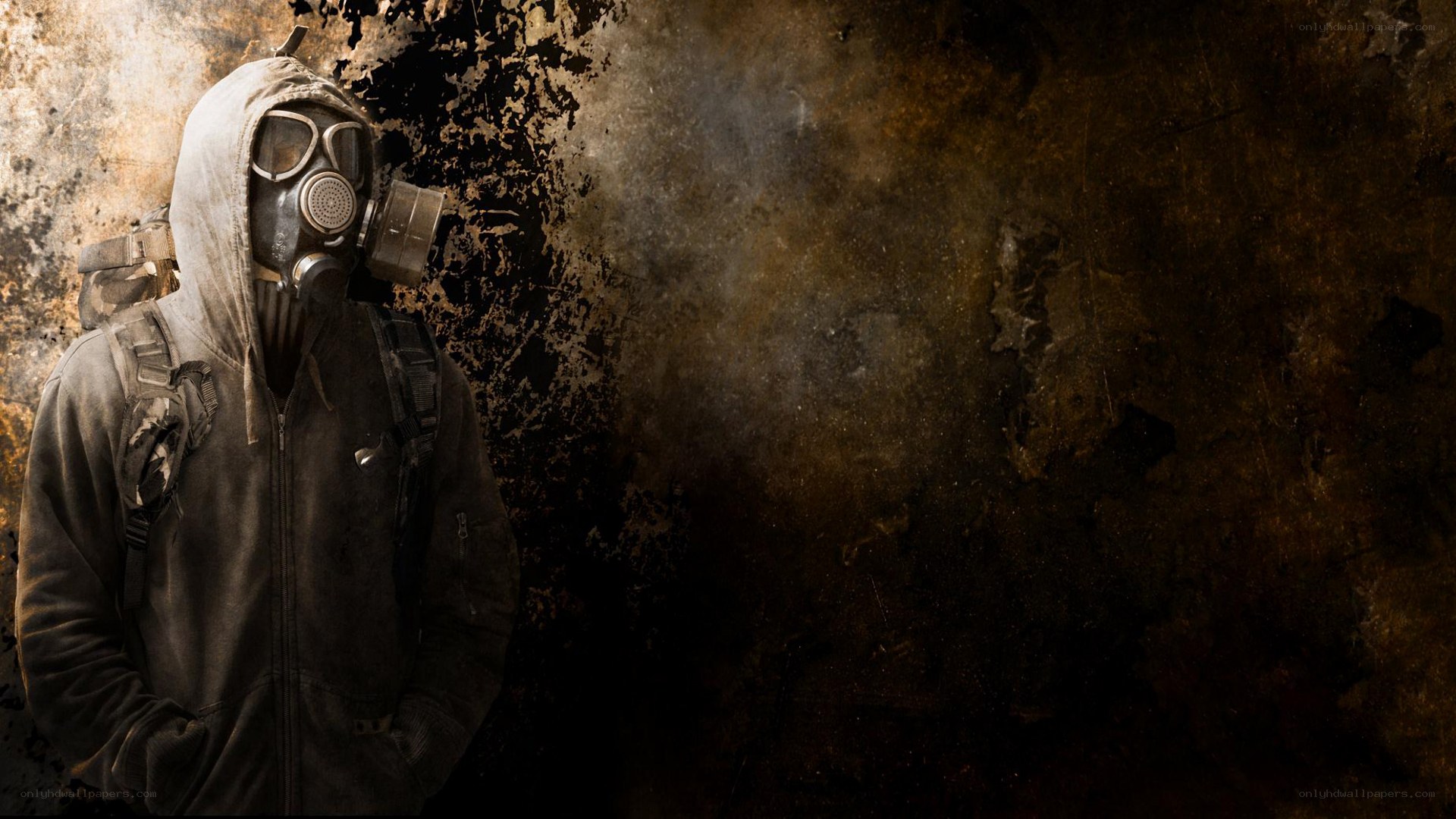 person in gas mask