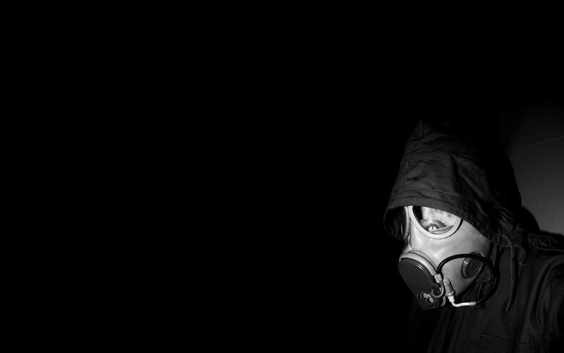 person in gas mask