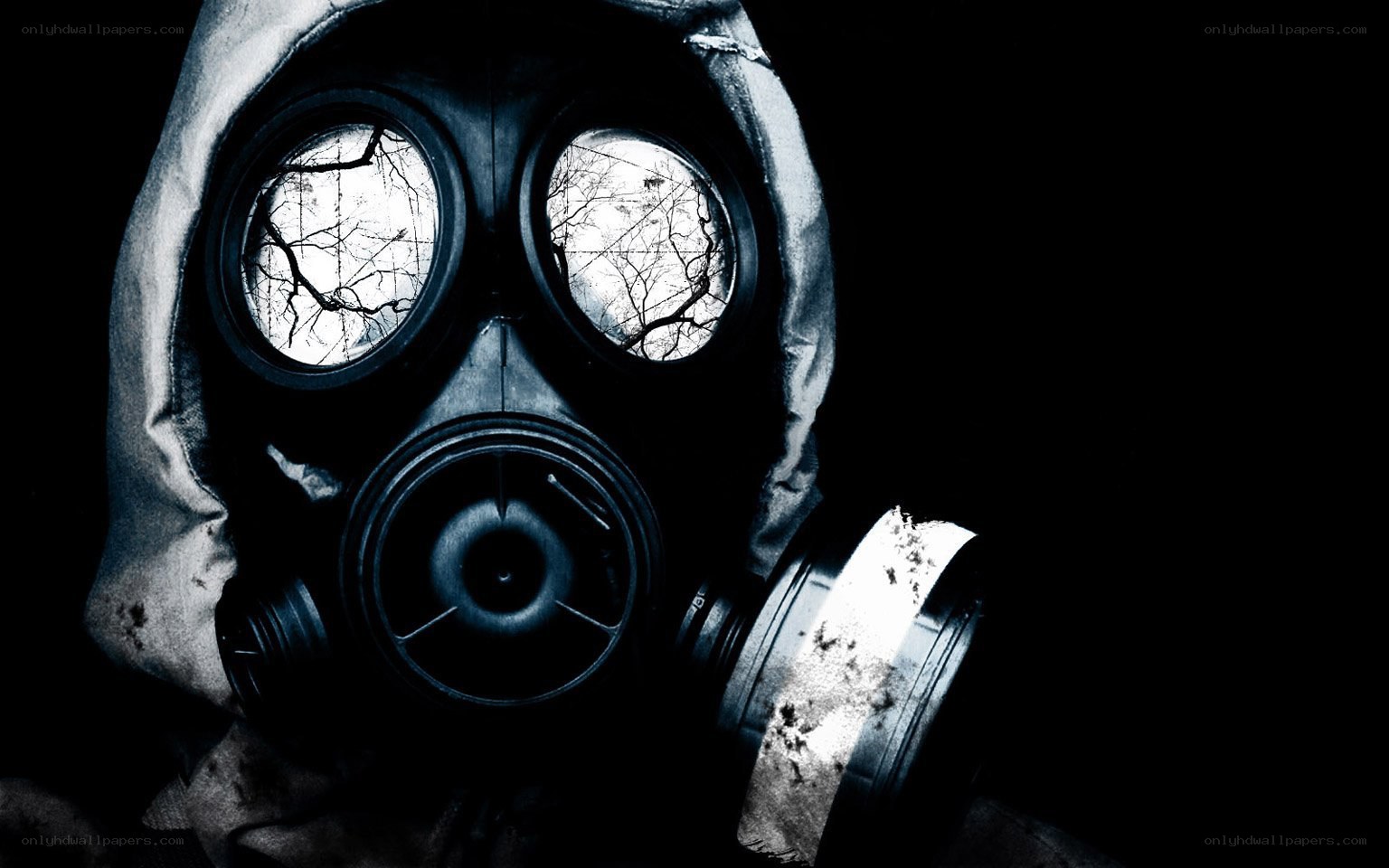 person in gas mask