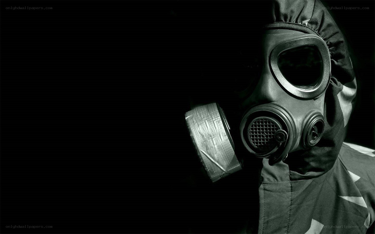person in gas mask