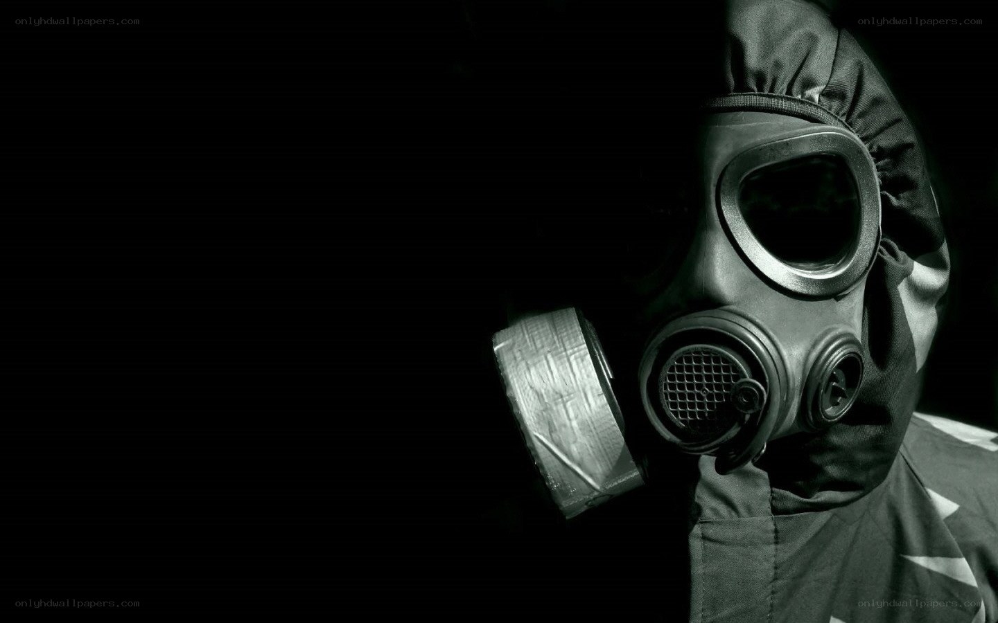 person in gas mask
