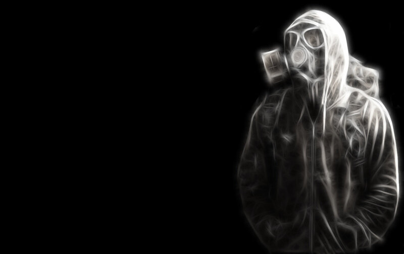 person in gas mask