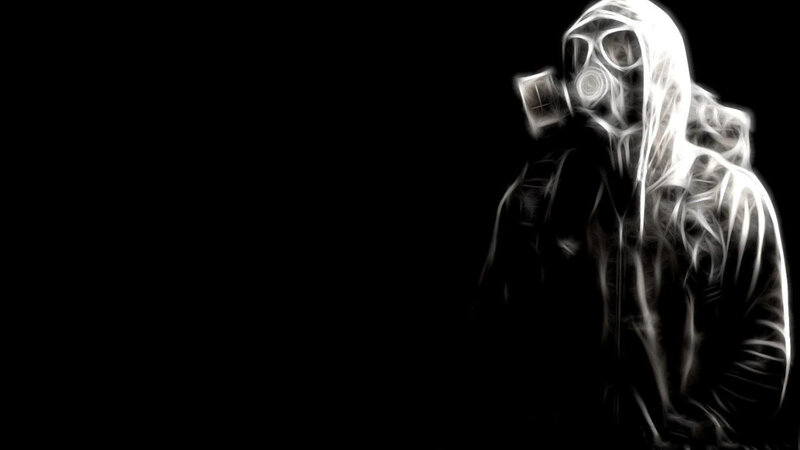 person in gas mask