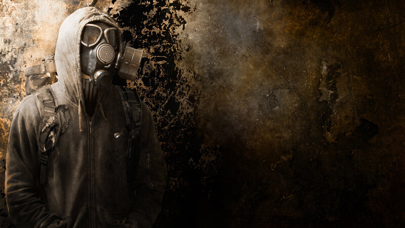 person in gas mask