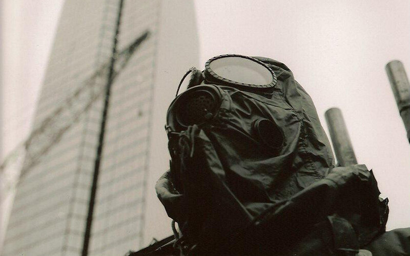 person in gas mask
