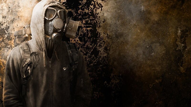 person in gas mask