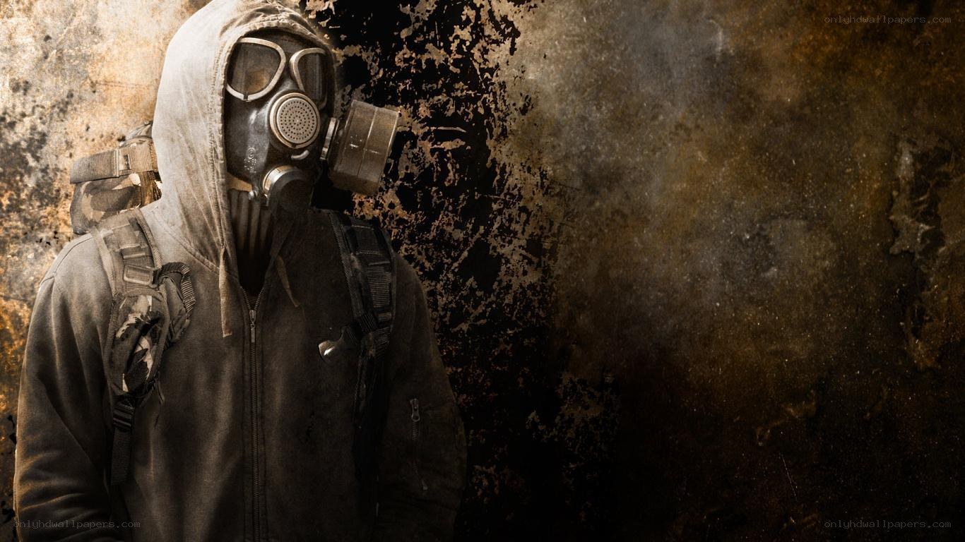 person in gas mask