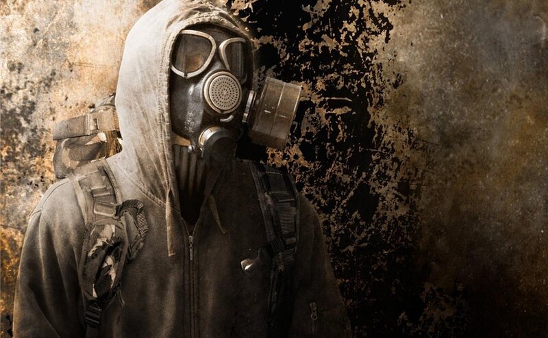 person in gas mask