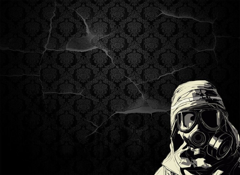 person in gas mask
