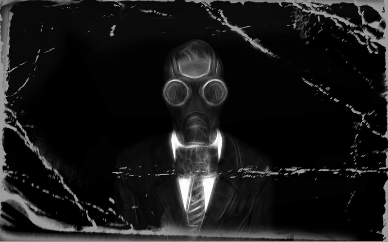 person in gas mask